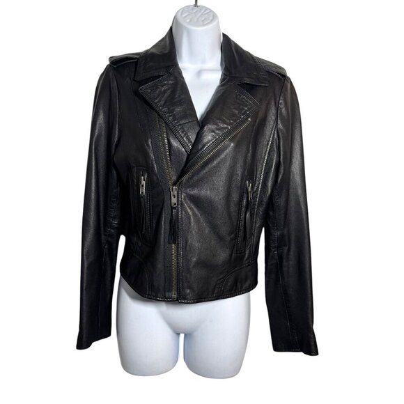 JOIE  Leolani real Lamb Leather Moto Jacket black size small - Picture 11 of 11